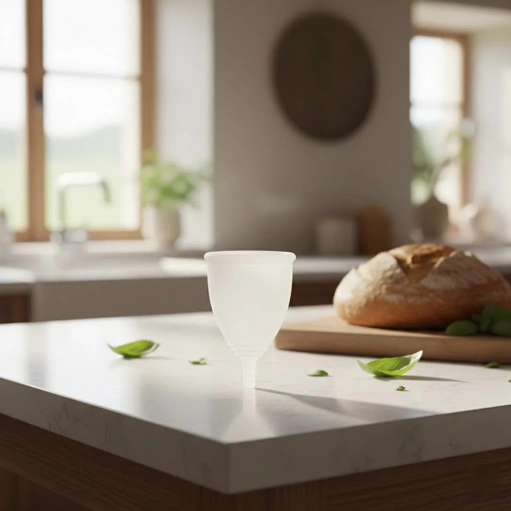 A beginner holding a menstrual cup, ready to learn how to use it.